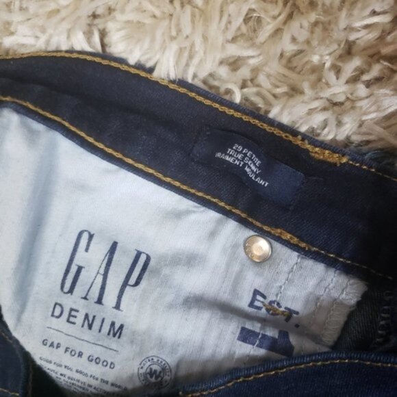 Gap True Skinny Mid Rise Dark Wash Jeans Jeggings Casual Basic Petite Cropped - Picture 7 of 8